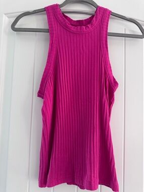 FP Movement by Free People Ribbed High-Neck Tank Top in Hot Magenta